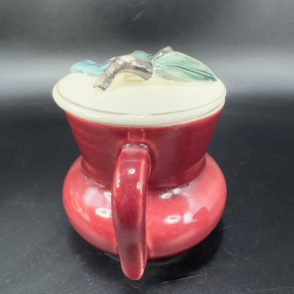 1940s Red Wing Normandy Pottery Burgundy‎ Sugar And Creamer Set 2 With Lid VTG